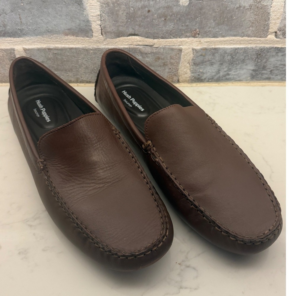 Hush Puppies Mens Bounce Brown Leather Driving Loafers HM02144-209 Size 12